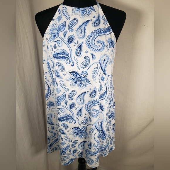 Show Me Your Mumu Blue and White Halter Dress Sz M - Picture 5 of 11